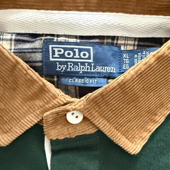 Polo by Ralph Lauren Men's Dark Green Shirt with Brown Collar - Picture 4 of 5